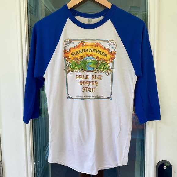 Sierra Nevada Brewing Co. T-shirt Women’s Blue & White Baseball 3/4 Sleeve Small - Picture 1 of 5